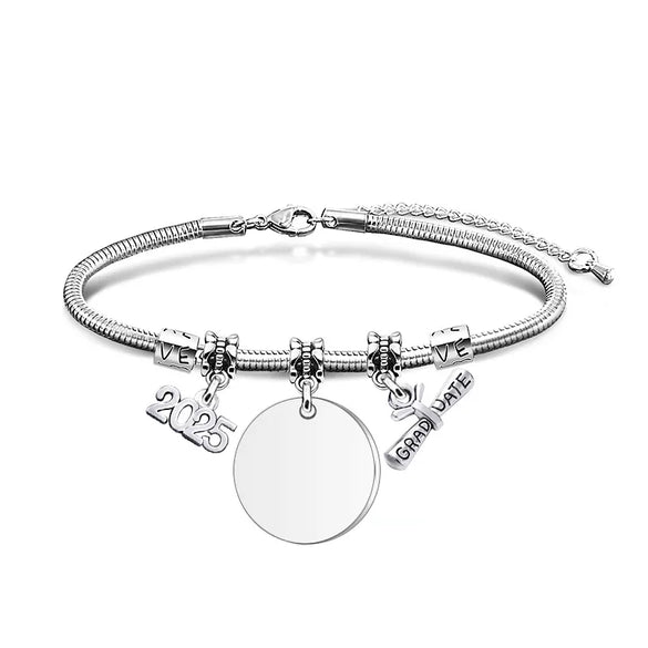 Simple Style Classic Style Customization Laser Engraving Heart Shape 201 Stainless Steel Snake Chain Bracelets In Bulk