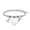 Simple Style Classic Style Customization Laser Engraving Heart Shape 201 Stainless Steel Snake Chain Bracelets In Bulk