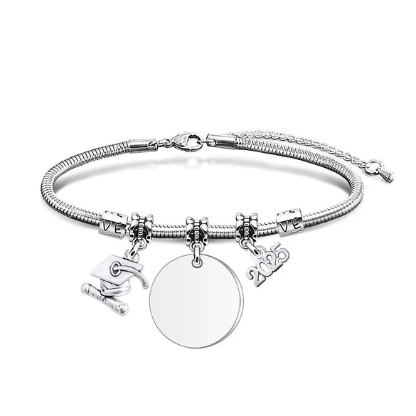 Simple Style Classic Style Customization Laser Engraving Heart Shape 201 Stainless Steel Snake Chain Bracelets In Bulk