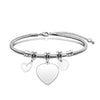 Simple Style Classic Style Customization Laser Engraving Heart Shape 201 Stainless Steel Snake Chain Bracelets In Bulk