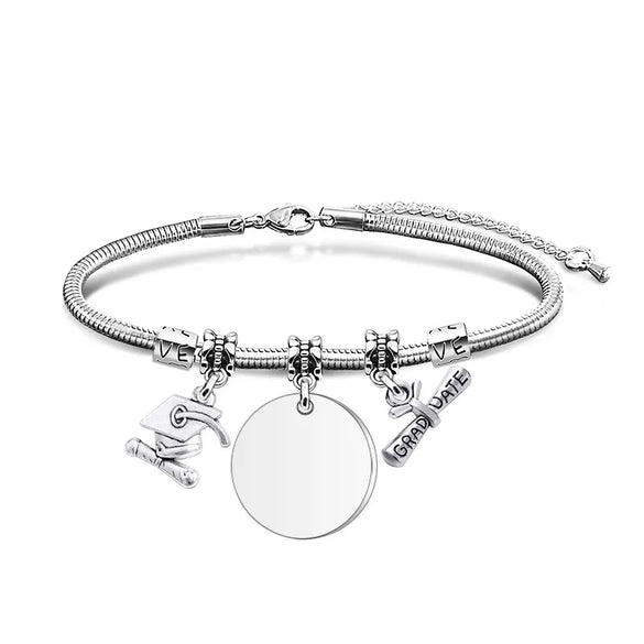 Simple Style Classic Style Customization Laser Engraving Heart Shape 201 Stainless Steel Snake Chain Bracelets In Bulk