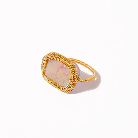 Simple Style Classic Style Flower Freshwater Pearl Copper Plating Inlay Pearl 18k Gold Plated Rings