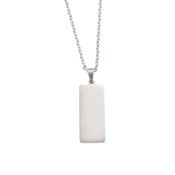 Wholesale Jewelry Simple Style Classic Style Geometric Customization Laser Engraving Stainless Steel 18K Gold Plated Pendant Necklace