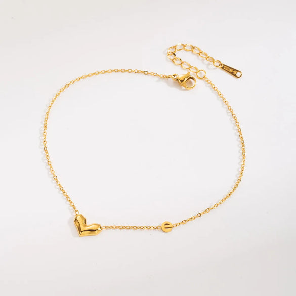 Simple Style Classic Style Heart Shape Bow Knot 304 Stainless Steel Inlay Crystal Rhinestones 18K Gold Plated Women'S Anklet