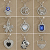 Simple Style Classic Style Heart Shape Eye Flower 18K Gold Plated Rhinestones 201 Stainless Steel Rhinestone Zinc Alloy Wholesale Pendant Necklace
