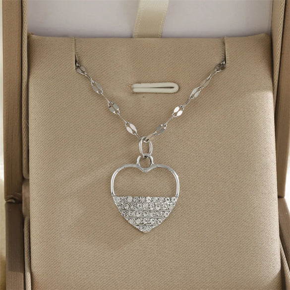 Simple Style Classic Style Heart Shape Eye Flower 18K Gold Plated Rhinestones 201 Stainless Steel Rhinestone Zinc Alloy Wholesale Pendant Necklace