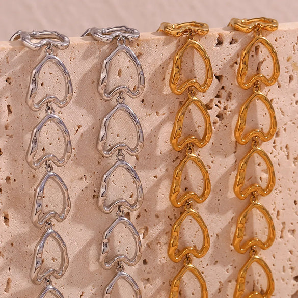 Wholesale Jewelry Simple Style Classic Style Heart Shape 304 Stainless Steel 18K Gold Plated Plating Bracelets Necklace