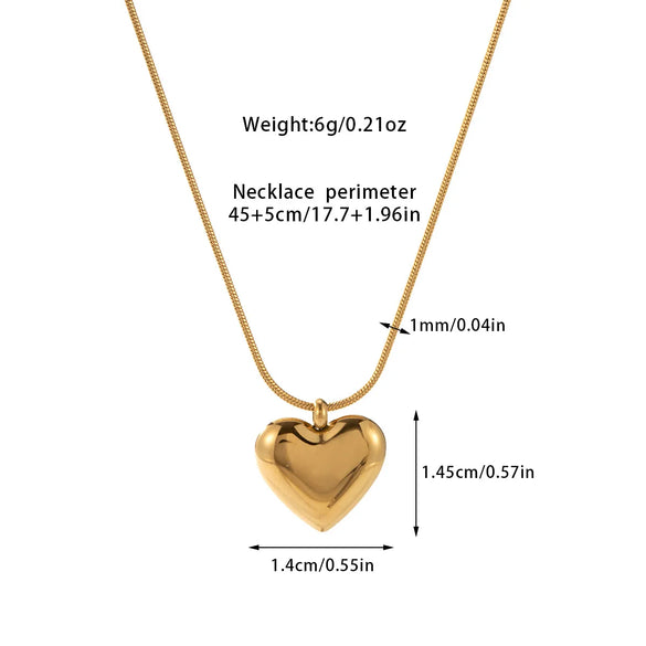 Simple Style Classic Style Heart Shape Titanium Steel Plating Gold Plated Women'S Pendant Necklace