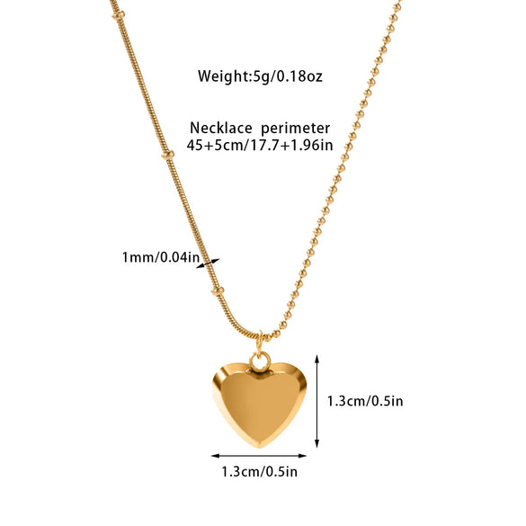 Simple Style Classic Style Heart Shape Titanium Steel Plating Gold Plated Women'S Pendant Necklace