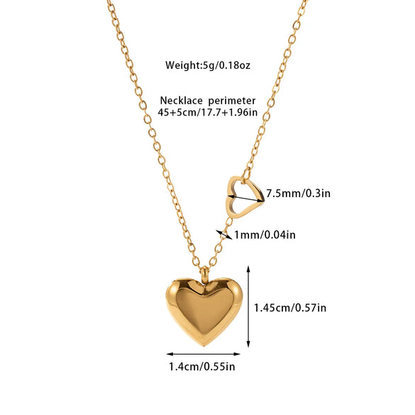 Simple Style Classic Style Heart Shape Titanium Steel Plating Gold Plated Women'S Pendant Necklace