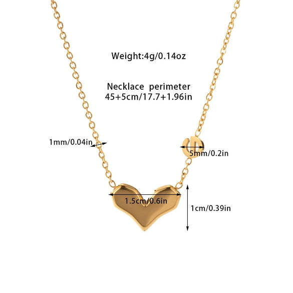 Simple Style Classic Style Heart Shape Titanium Steel Plating Gold Plated Women'S Pendant Necklace