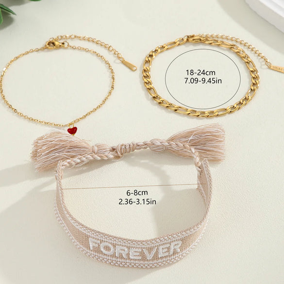 Simple Style Classic Style Letter 304 Stainless Steel Cloth Bracelets In Bulk