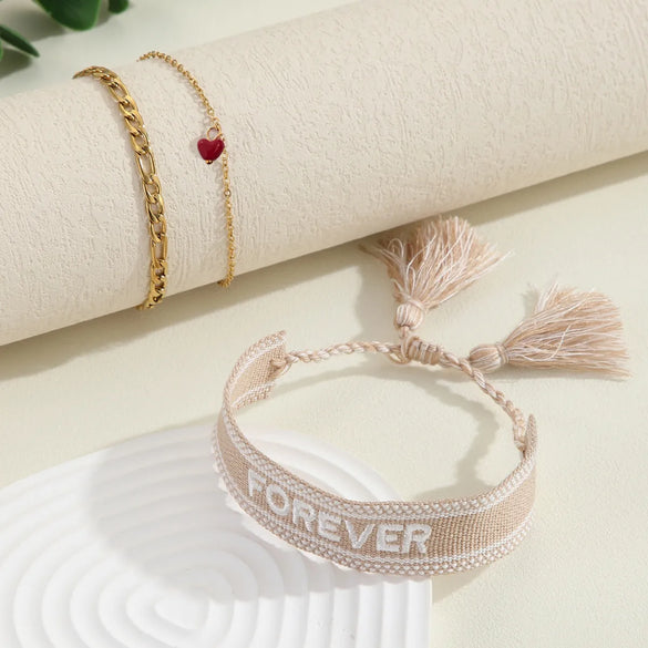 Simple Style Classic Style Letter 304 Stainless Steel Cloth Bracelets In Bulk