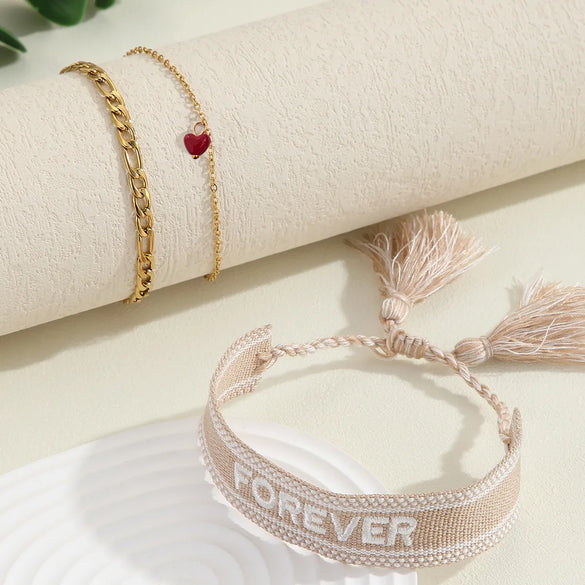 Simple Style Classic Style Letter 304 Stainless Steel Cloth Bracelets In Bulk