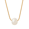Simple Style Classic Style Round Freshwater Pearl Titanium Steel 18k Gold Plated Pendant Necklace