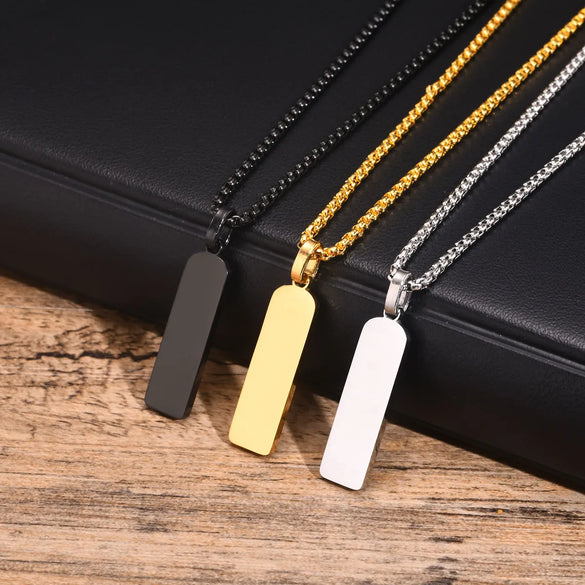 Simple Style Classic Style Solid Color 304 Stainless Steel Polishing 18K Gold Plated Men'S Pendant Necklace