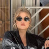 Simple Style Classic Style Solid Color Ac Oval Frame Full Frame Women'S Sunglasses