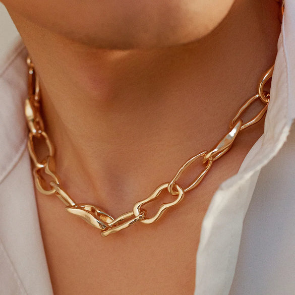 Simple Style Classic Style Solid Color Copper Irregular Plating Men'S Necklace