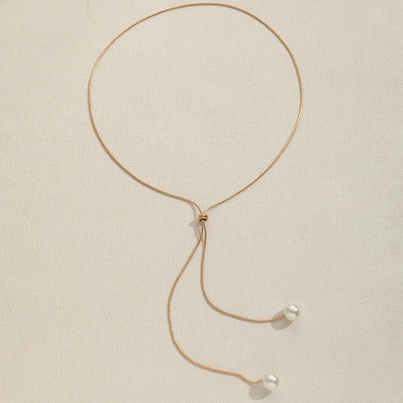 Simple Style Classic Style Solid Color Imitation Pearl Alloy Wholesale Pendant Necklace