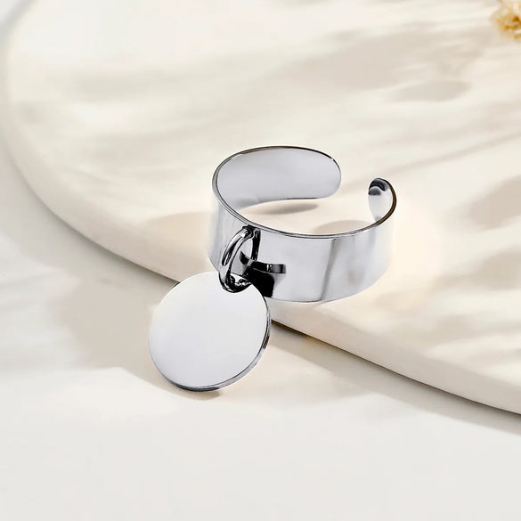 304 Stainless Steel 14K Gold Plated Simple Style Classic Style Plating Solid Color Charm Rings