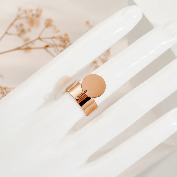 304 Stainless Steel 14K Gold Plated Simple Style Classic Style Plating Solid Color Charm Rings