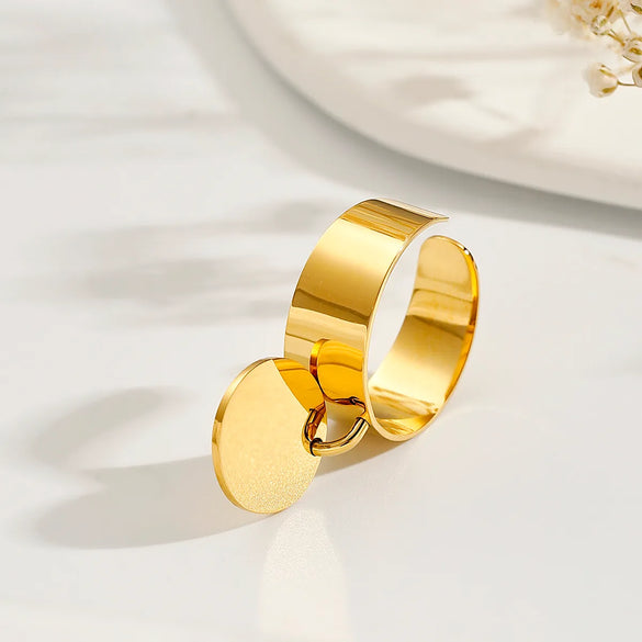 304 Stainless Steel 14K Gold Plated Simple Style Classic Style Plating Solid Color Charm Rings