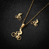 Simple Style Classic Style Sports Bicycle Stainless Steel Plating 18k Gold Plated Earrings Necklace Jewelry Set