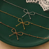 Simple Style Clavicle Chain And Bracelet Jewelry Set With Bow Necklace Titanium Steel 18K Real Gold Plated