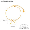 Simple Style Clavicle Chain And Bracelet Jewelry Set With Bow Necklace Titanium Steel 18K Real Gold Plated