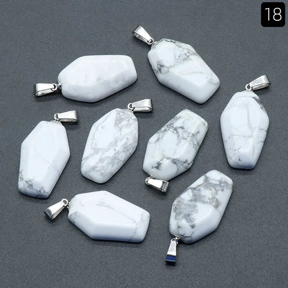 Simple Style Coffin Natural Stone Polishing Crystal Charms