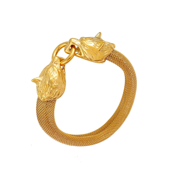 Simple Style Commute Animal Wolf 304 Stainless Steel 18K Gold Plated Bangle In Bulk