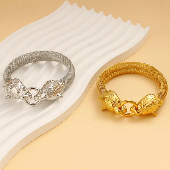 Simple Style Commute Animal Wolf 304 Stainless Steel 18K Gold Plated Bangle In Bulk