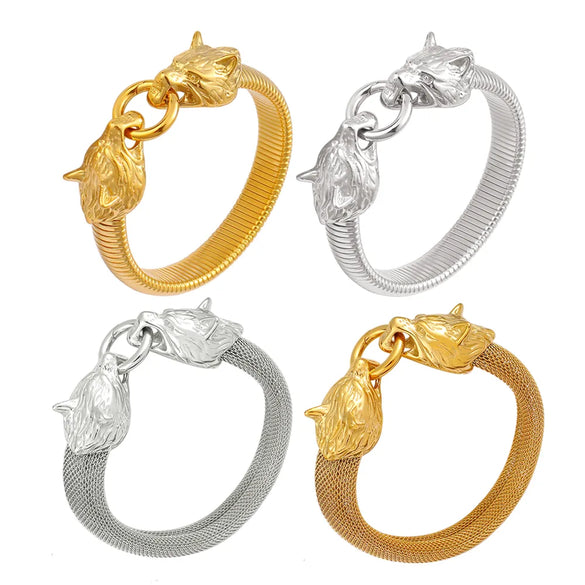 Simple Style Commute Animal Wolf 304 Stainless Steel 18K Gold Plated Bangle In Bulk