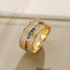 Simple Style Commute Colorful Copper Plating Inlay Zircon 18k Gold Plated Open Rings