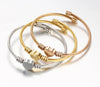 Simple Style Commute Four Leaf Clover Titanium Steel Plating Inlay Acrylic Malachite Gold Plated Bangle