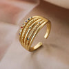 Simple Style Commute Geometric Copper Plating Inlay Zircon 18k Gold Plated Open Rings