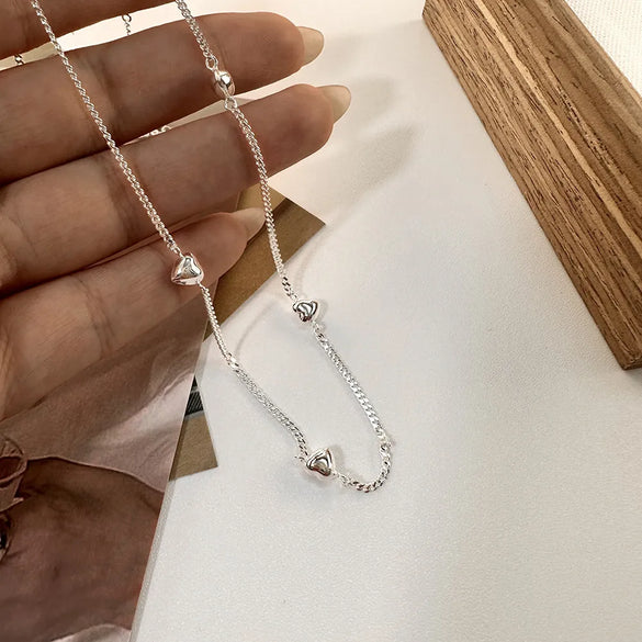 Simple Style Commute Heart Shape Sterling Silver Plating Silver Plated Necklace