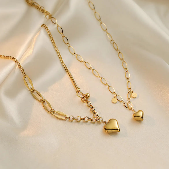 Wholesale Jewelry Simple Style Commute Heart Shape 304 Stainless Steel 18K Gold Plated Plating Pendant Necklace