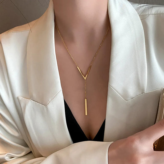 Simple Style Commute Letter Stainless Steel Plating 18k Gold Plated Necklace