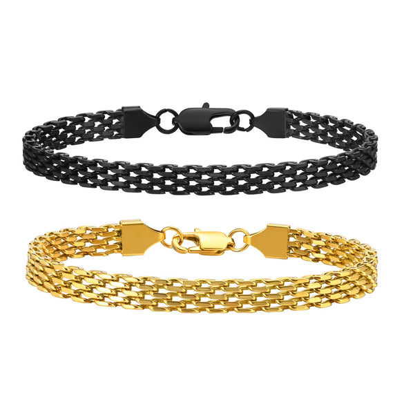 Simple Style Commute Mesh 201 Stainless Steel Plating Braid 18K Gold Plated Men'S Bracelets