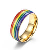 Simple Style Commute Rainbow Titanium Steel Enamel Rings