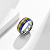 Simple Style Commute Rainbow Titanium Steel Enamel Rings