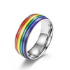 Simple Style Commute Rainbow Titanium Steel Enamel Rings