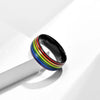 Simple Style Commute Rainbow Titanium Steel Enamel Rings