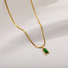 Simple Style Commute Rectangle Stainless Steel Plating Inlay Zircon Pendant Necklace