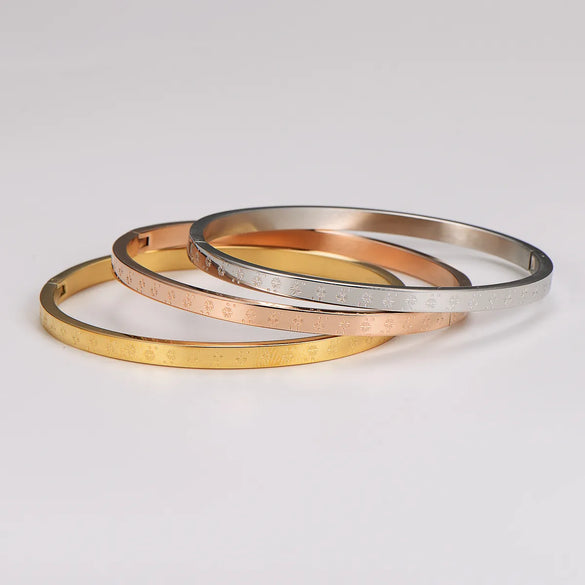 Simple Style Commute Snowflake 304 Stainless Steel 14K Gold Plated Rose Gold Plated Bangle In Bulk