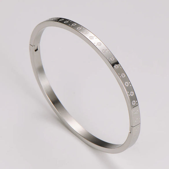 Simple Style Commute Snowflake 304 Stainless Steel 14K Gold Plated Rose Gold Plated Bangle In Bulk