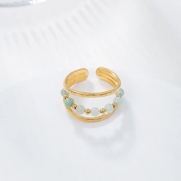 Simple Style Commute Solid Color Stainless Steel Patchwork Open Ring