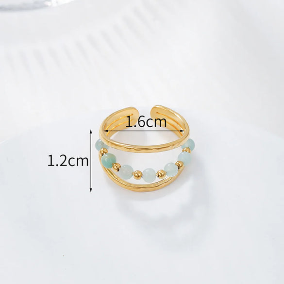Simple Style Commute Solid Color Stainless Steel Patchwork Open Ring