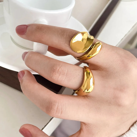 Simple Style Commute Solid Color Titanium Steel Plating Gold Plated Rings